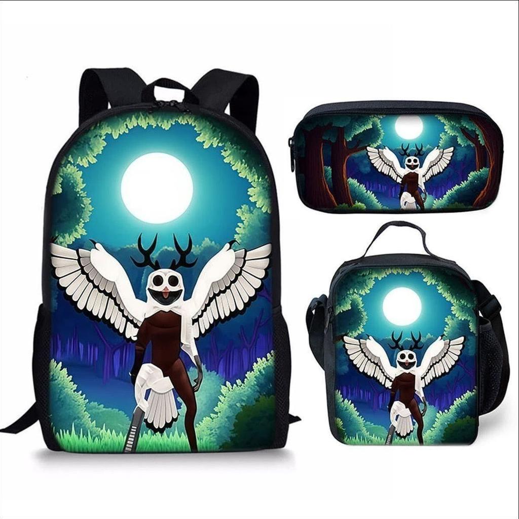 Cool Girls Printing Anime 3Pcs/Set Daily Pack Pupil School Carry Carrier Kid Sweet Outing Backpack Children Birthday Gift