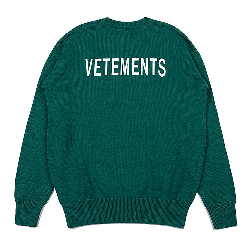 

VTM Wei Te Meng унисекс логотип вязаный свитер: Европейский и американский уличный стиль, коллекция осень/зима Medium зелёный