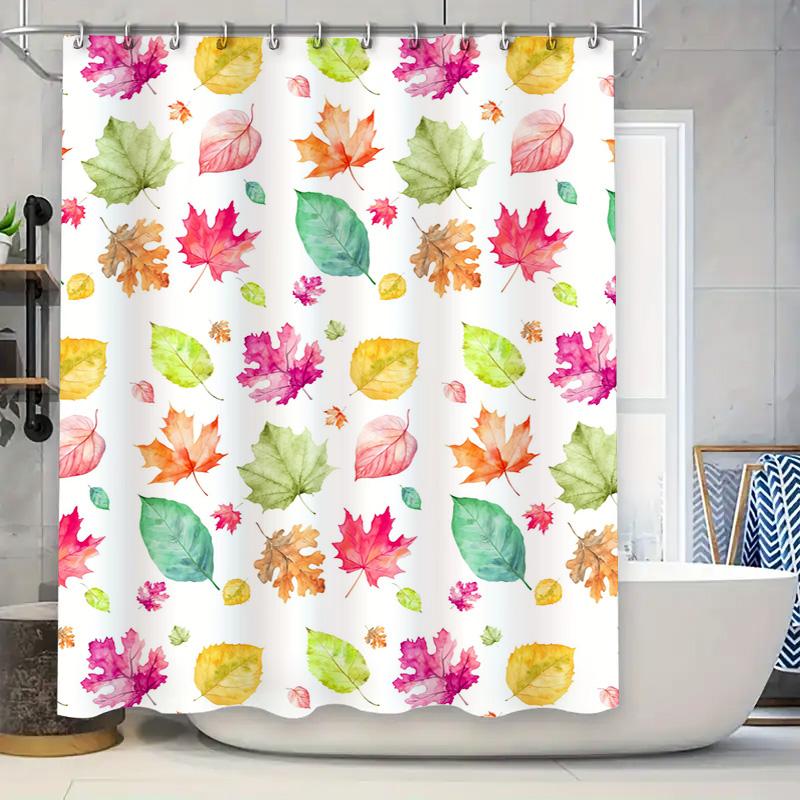

Watercolor Leaves Shower Curtain Autumn Decor Collection (Set Of 1) / Bath Curtains With Fall Leaves Print / Polyester Waterproo W60H190(CM)-1 Pcs