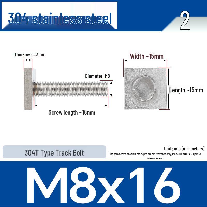 Custom 304 Stainless Steel T-Slot Irregular Rectangular T-Bar Bolt M6/M8