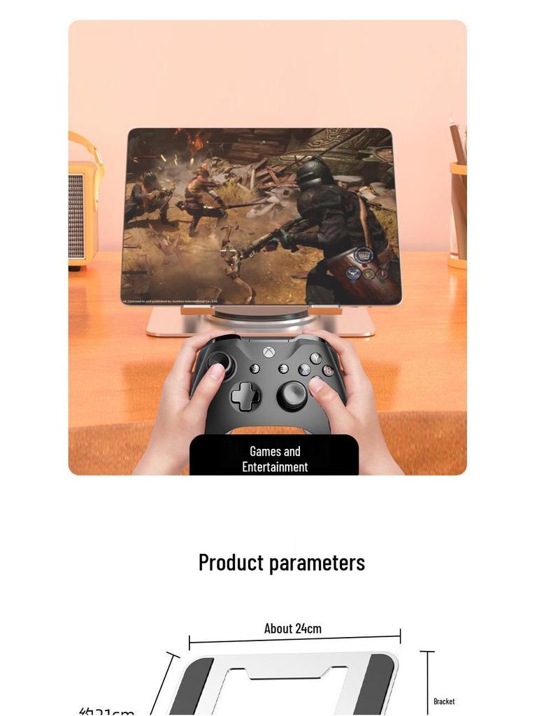 Adjustable Rotatable Metal Laptop Stand with Cooling Riser for Gaming