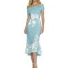 Vestidos ajustados para mujer Florales Hombros descubiertos Cola de pez Vestido de cóctel 2026 Verano Vestidos midi de graduación para invitada de boda