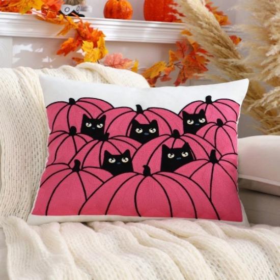 

Хэллоуин Новый Стиль Наволочка Тыква Кот Наволочка Офис Гостиная Диван Вышитая Наволочка 45*45cm