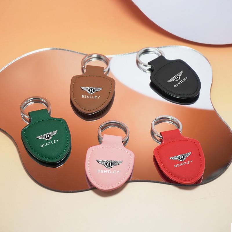 Högkvalitativ Läder Bilemblem Nyckelring Nyckelring Nyckelring Ring Hänge För Bentley Flying Spur Continental GT Bentayga Mulsanne
