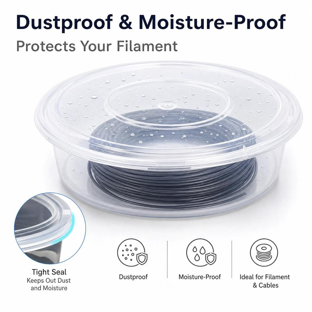 Clear 3D Filament Storage Containers 10Pcs Stackable Sealed Dustproof Moisture Resistant Cases for Hobbyists