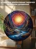 Swirl Sky Canyon River Landscape Round Wooden Hanging Sign, 2D Flat Printed Nature Wall Door Ornament, Scenery Home Decor Gift
