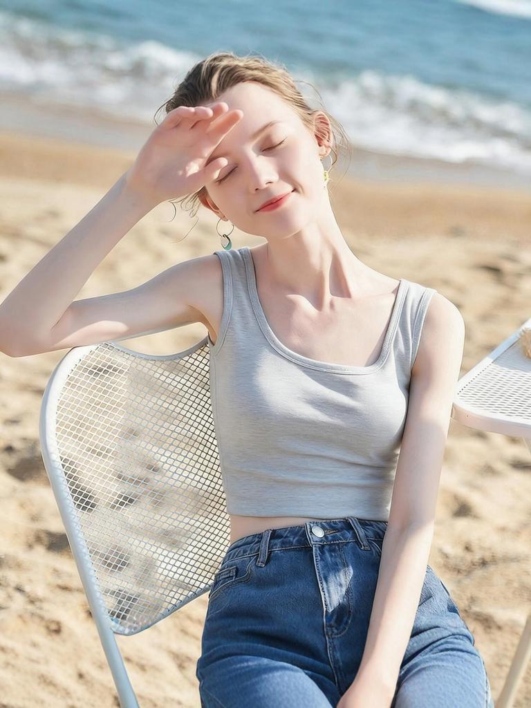 2026 Summer Slim Spicy Girl Style Camisole Vest – Women's Round Neck Sleeveless Top