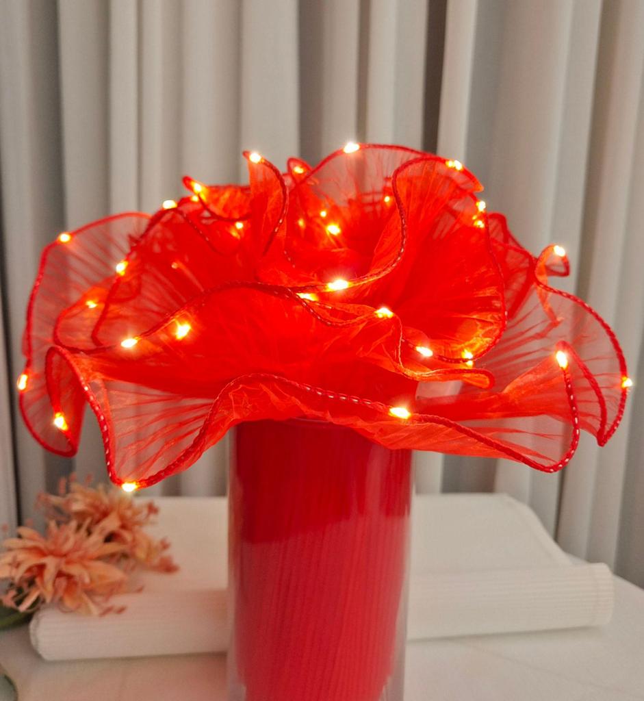 Valentine's Day 3D Ruffled Mesh Lace Flower Bouquet Wrap