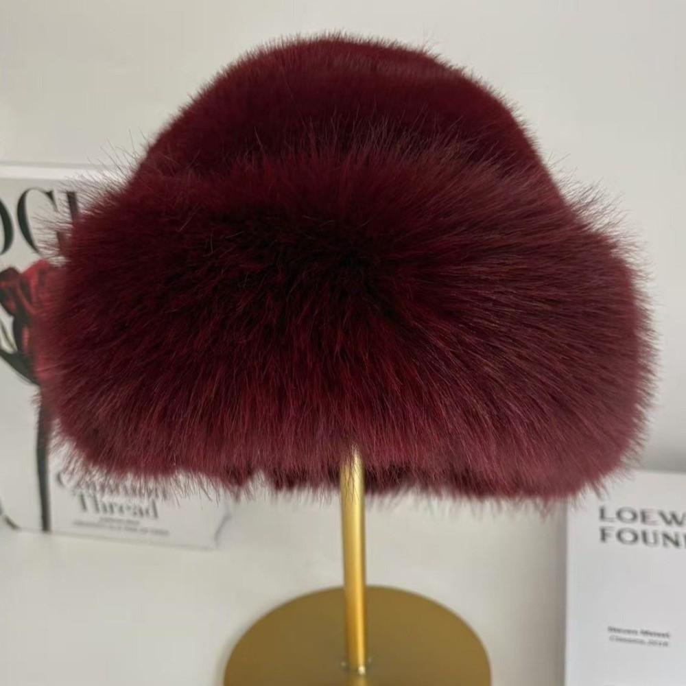 Fashion Headwear Fluffy Fur Winter Hat Solid Color Thicken Fisherman Hat Cold Windproof Berets for Women Girls