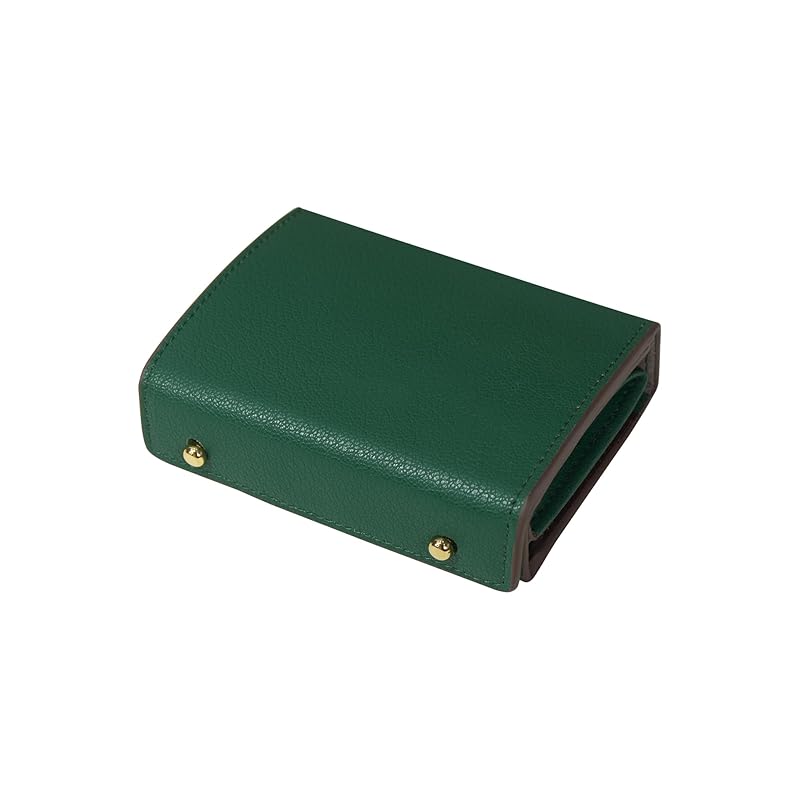 

[Alivern] wallet ladies bifold compact genuine leather Bellows box type coin purse Lots of card slots small mini wallet large capacity Box-shaped left