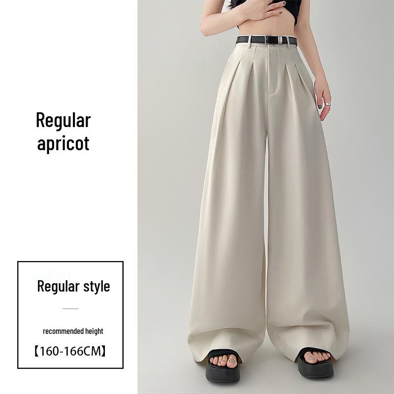 

Женские брюки от костюма с высокой посадкой и широкими штанинами на 2024 год: Повседневные, Универсальные Брюки в Пол для Весны/Лета Medium абрикосовый