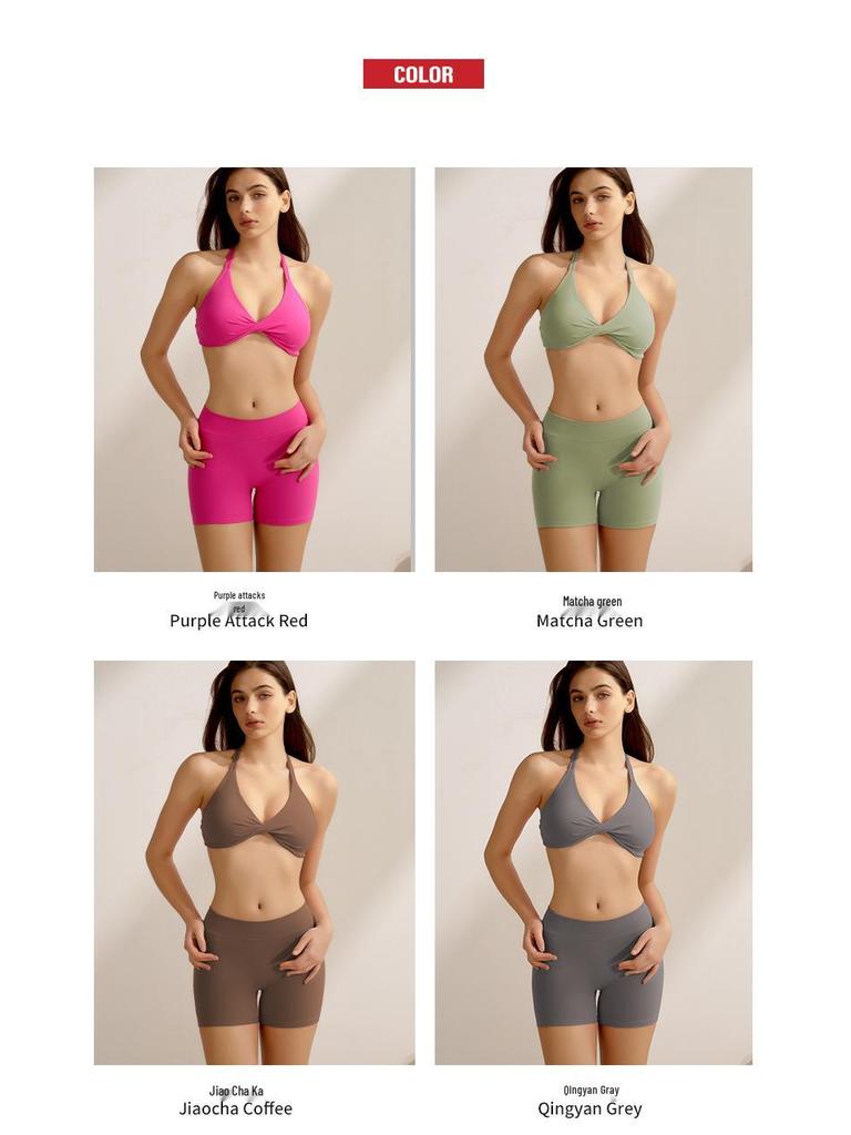 Women's Peach Hip-Lifting Yoga Set: Cross-Back Strap, Three-Quarter Pants, Two-Piece Fitness Outfit.