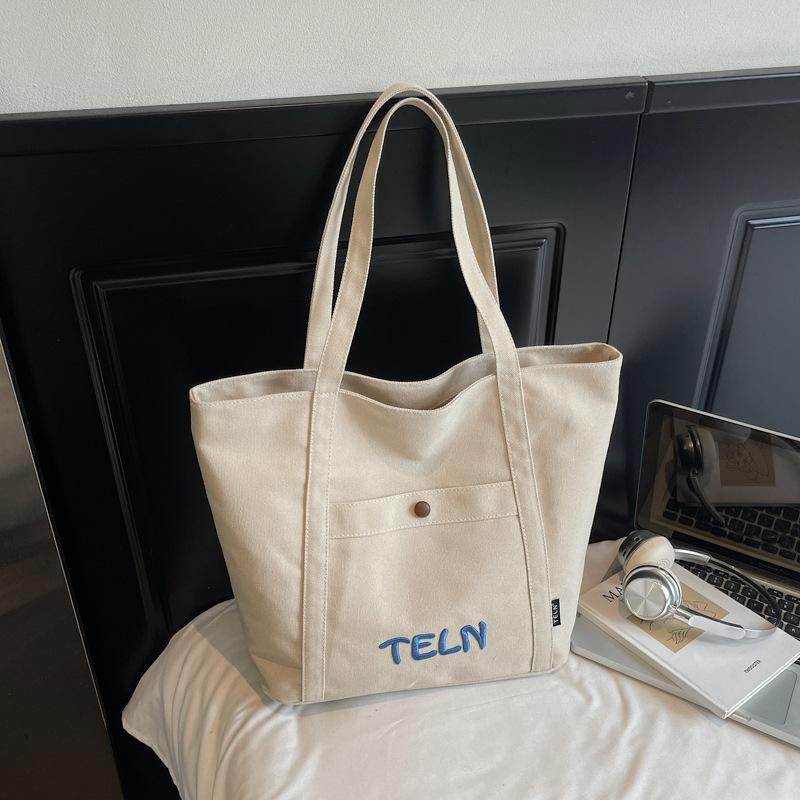 Korean Style Large Capacity Shoulder Bag Comfortable and Versatile Texture Tote Bag Women Fashi Canvas Commuting Storage Bag