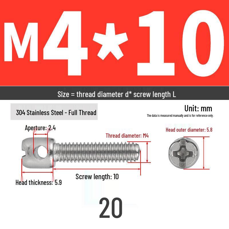 304 Stainless Steel Lead Seal Galvanized Meter Screw with Cross Hole