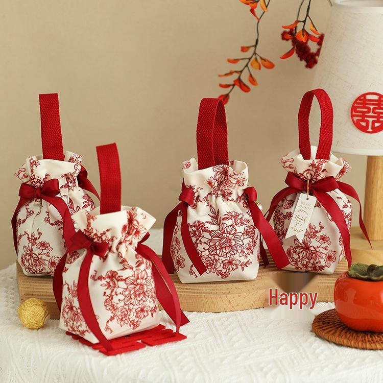 2025 Elegant Wedding & Engagement Candy Gift Box Red Square Joy - [1 piece]
