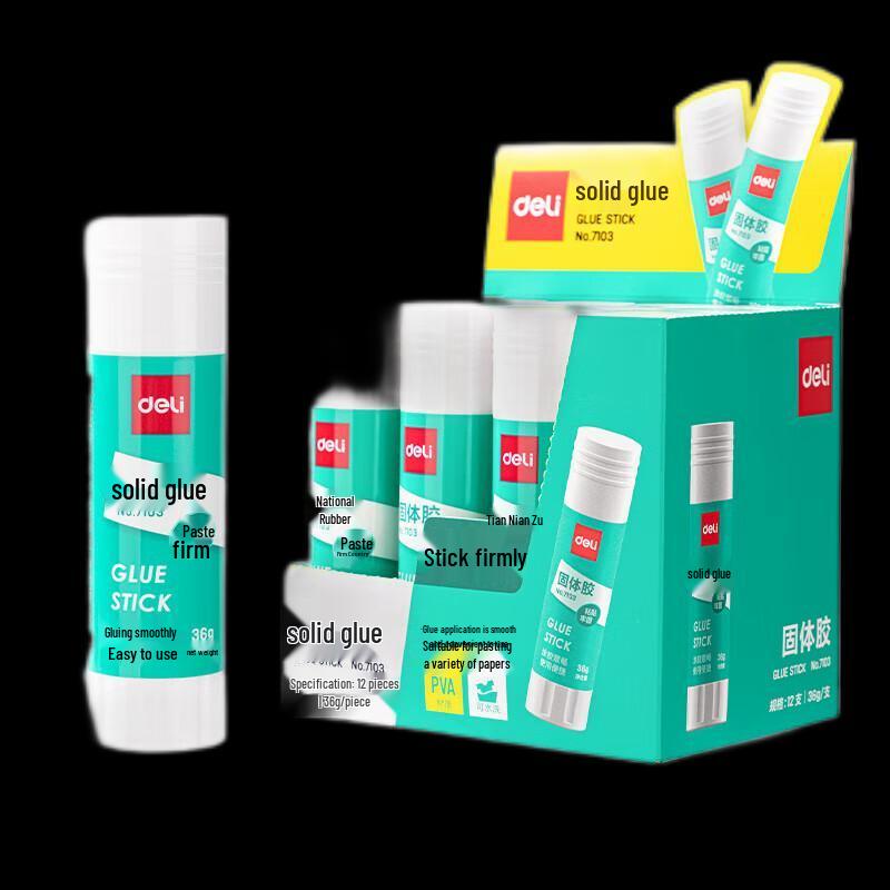 Deli 36g PVA Solid Glue Stick, 12-Pack