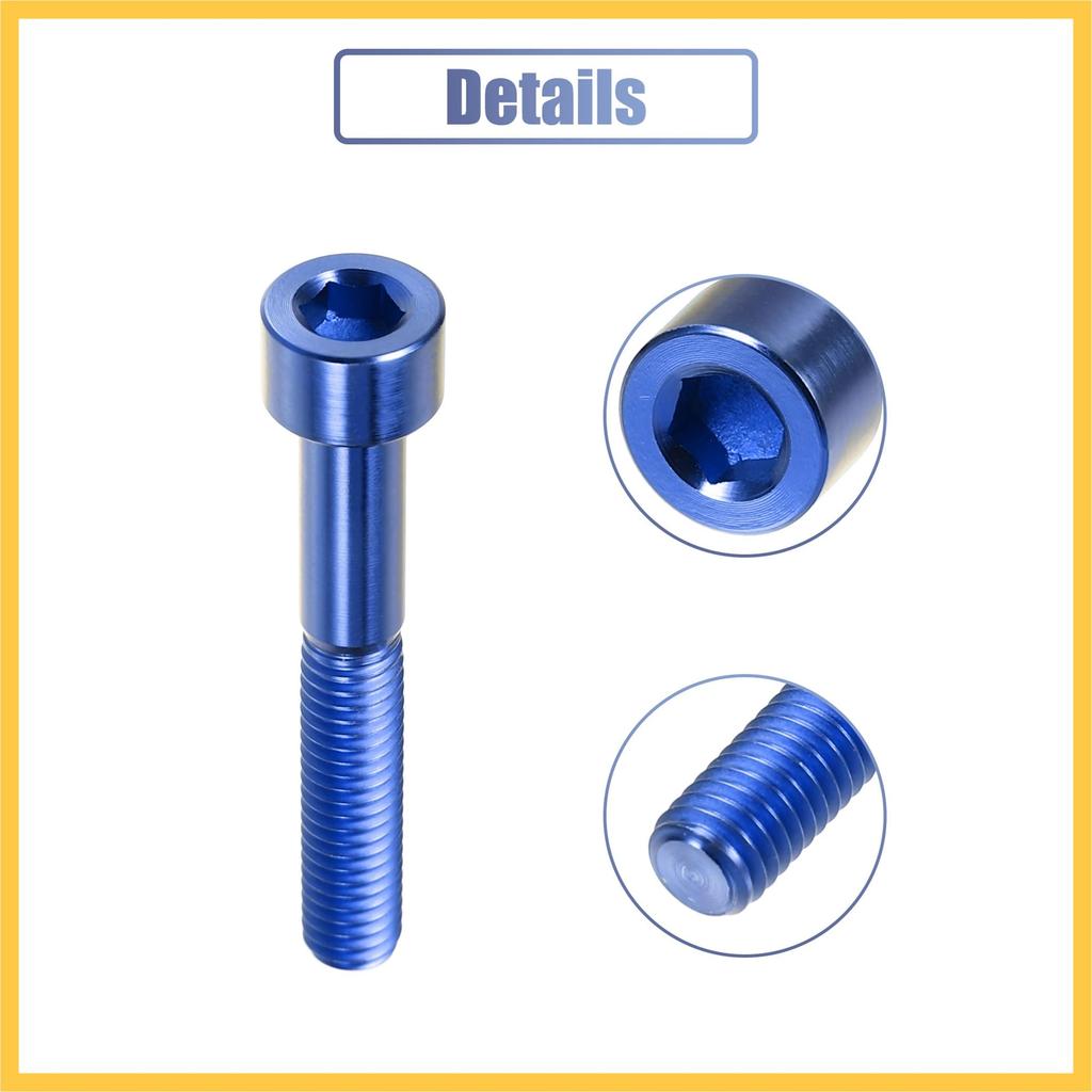 BULLSPANN Blue Universal M6x40 Bicycle Bolt Bike Headset Stem Bolt Bike Accessories Bicycle Replacement