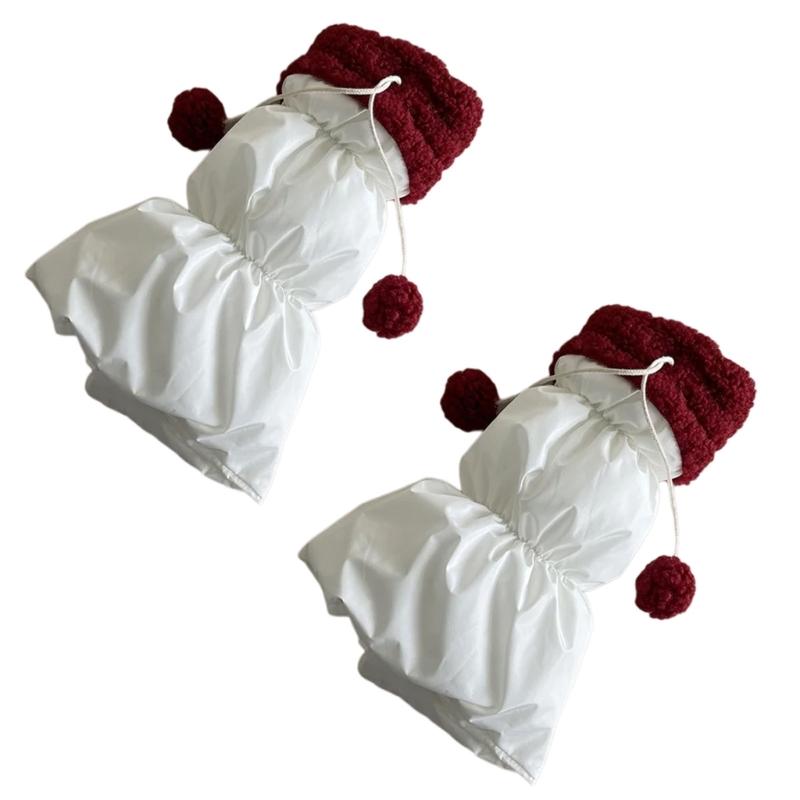 Lamb Fleece Trim Padded Puffer Leg Warmers with Cute Plush Balls for Women Warm Thermal Quilted Boot Cuffs Foot Covers