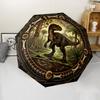 Prehistoric Dinosaur Scene pattern umbrella, portable and foldable design, 8 ribs, a casual accessory for Halloween, Christmas, and birthday gifts.