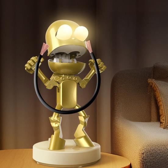 LED Night Light Cute Cartoon Robot Desk Lamp Dimmable Flicker Free USB Rechargeable Bedside Lamp Bedroom Decor