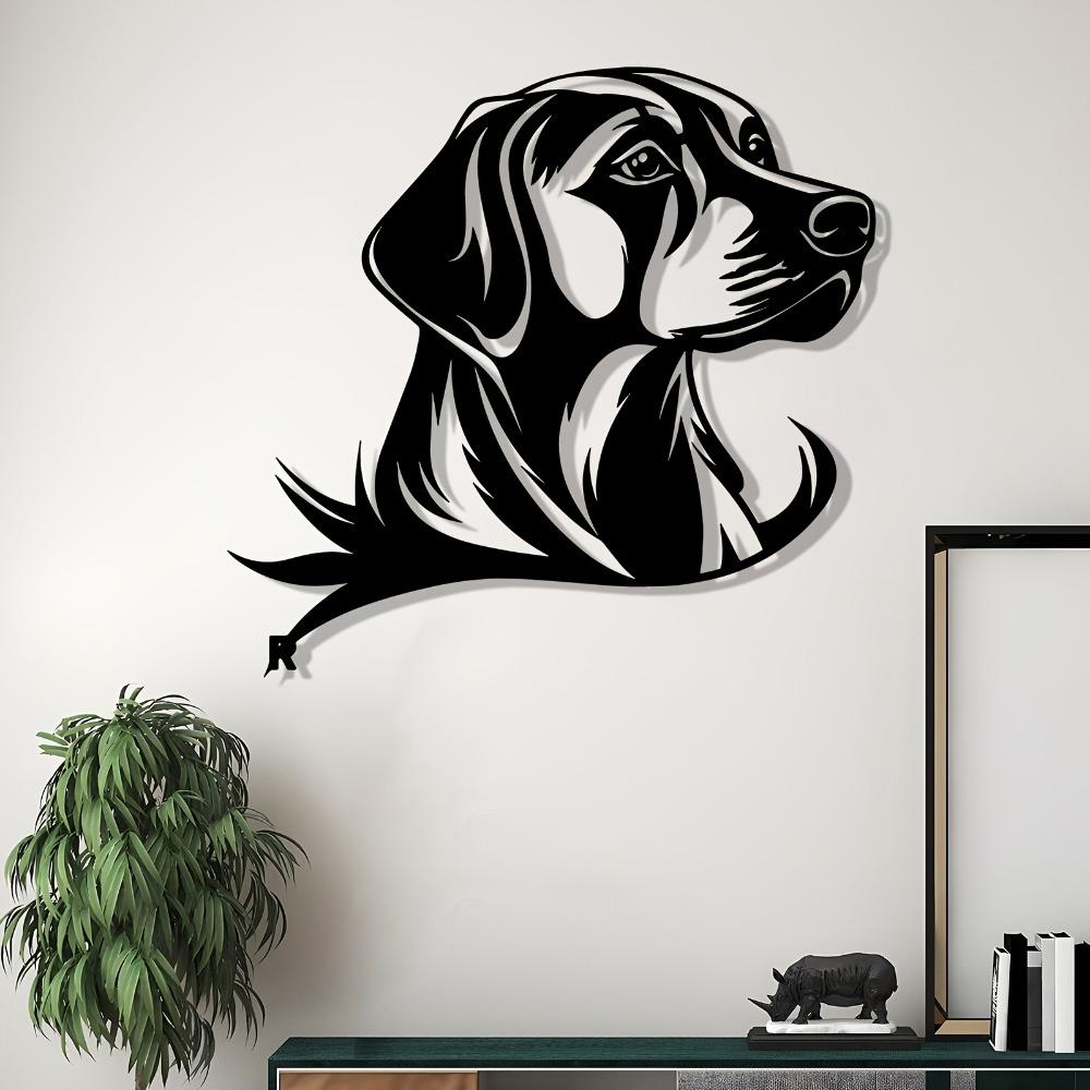 Contemporary Metal Dog Head Wall Sculpture, Iron Dog Statue for Indoor Outdoor, Mounted Animal Decor Gift for Dog Owners, Unique Home Art