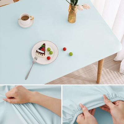 Multiple Sizes Solid Colour Full Package Tablecloth Waterproof Oilproof Washable Placemat Scratch Resistant Wear-resistant Elastic Band Table Cushion