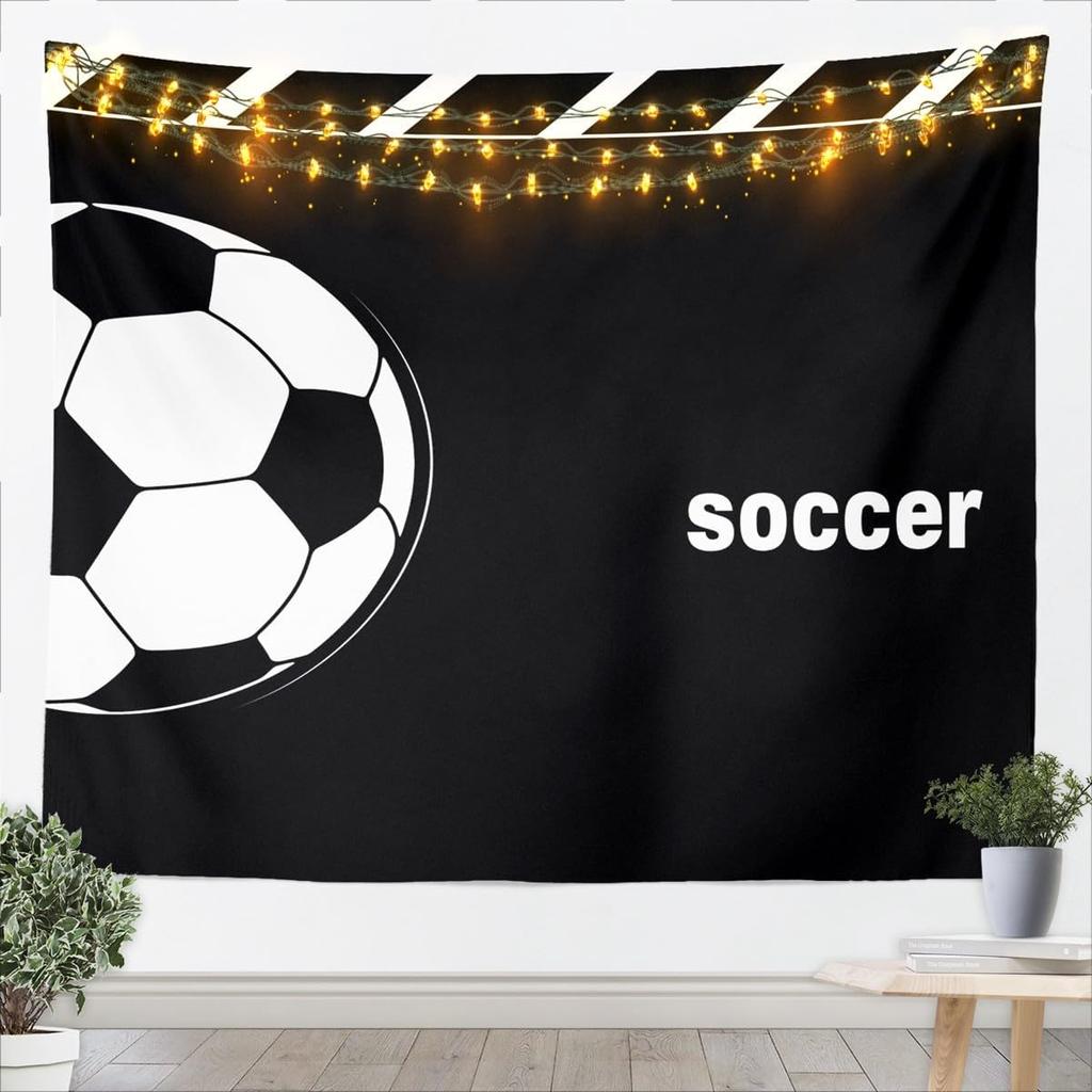 Soccer Tapestrysports Gaming Tapestry For Bedroom White And Black Football Tapestries Large For Kids Adults Sport Themed Hanging