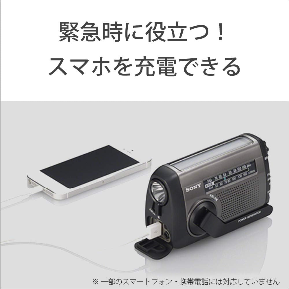 Sony Portable Radio ICF-B99: FM/AM/Wide FM compatible, hand-crank charging/solar charging compatible, Silver ICF-B99 S