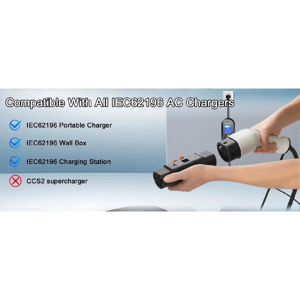 Type 1 to Type 2 Adapter Electric Vehicle Charger Type 2 to Type 1 AC Adaptor GB/T EVSE Charging Convertor For Electric Cars