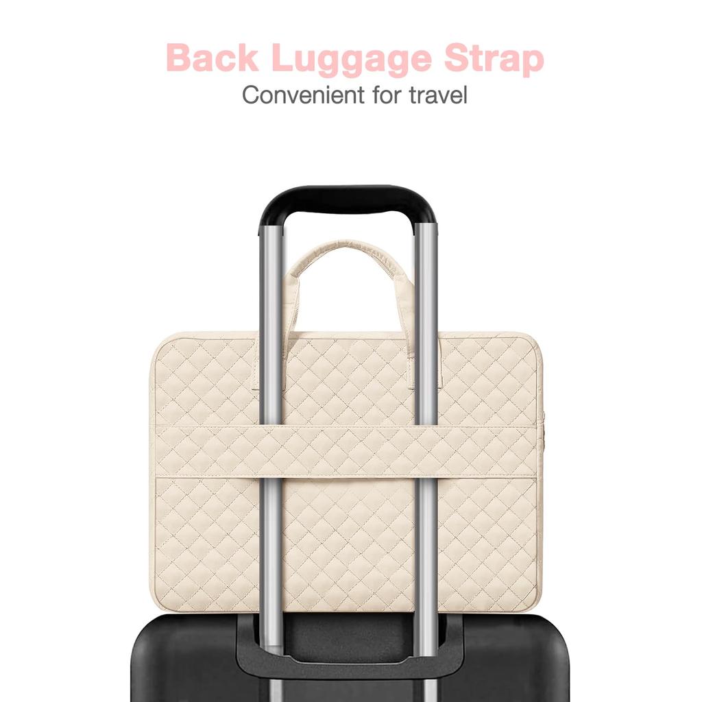 MOSISO Housse de protection 360° pour ordinateur portable, compatible avec MacBook Air 15" (M4, M3, M4, M3, M2), 2 poches, poignée, ceinture, sac matelassé carré, M2/Pro 16" (M1),