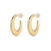 Gold-Electroplated C-Shaped Earrings for Women - Elegant Luxury, Simple and Large Circle Design