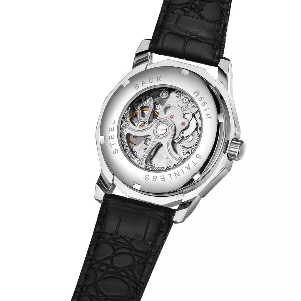 T-winner Herrenmode, lässig, hohl, mechanisches Uhrwerk, automatische mechanische Uhr