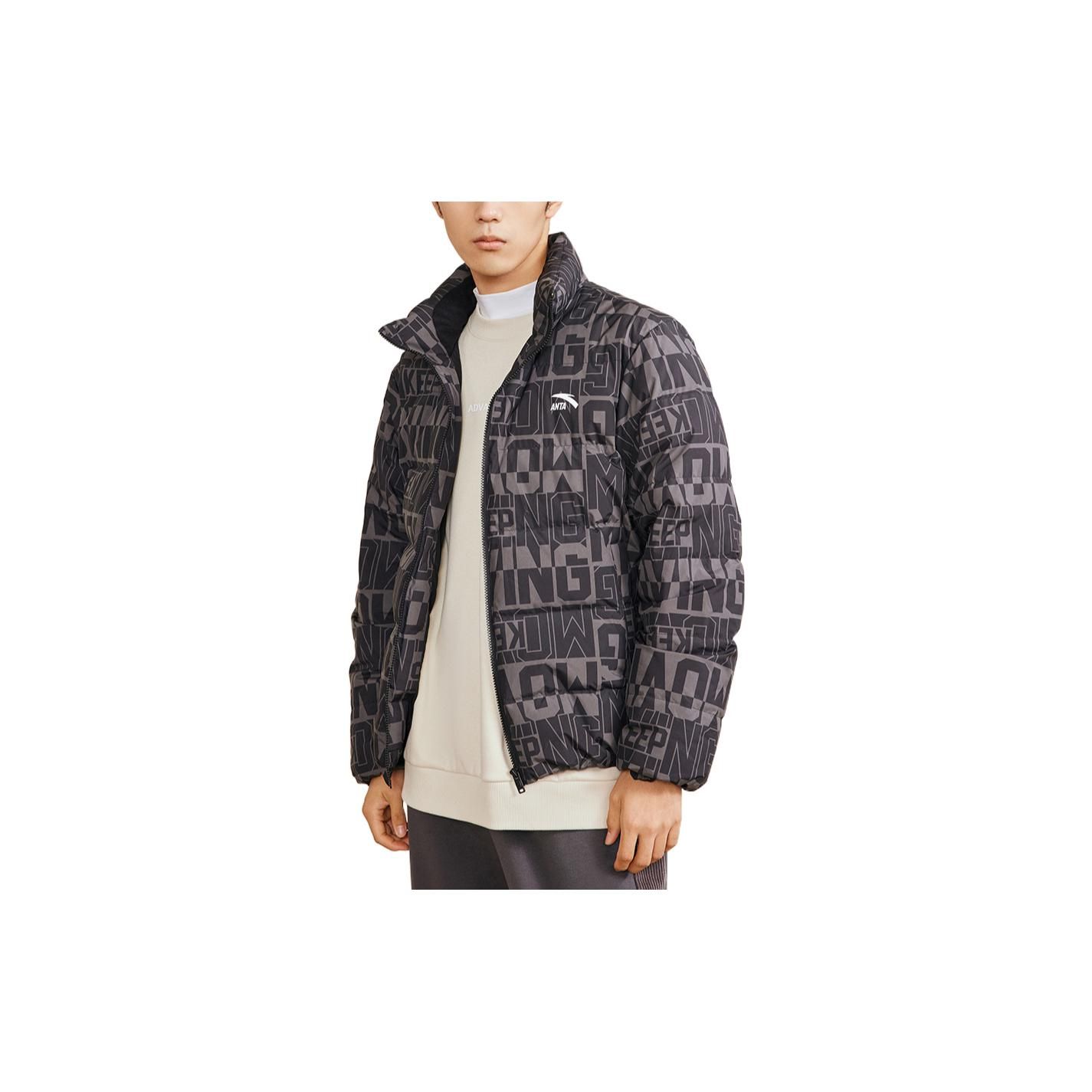 

Anta Полный принт с логотипом и воротником-стойкой на молнии Пуховик Мужская куртка Черный 152248909-3 XXL
