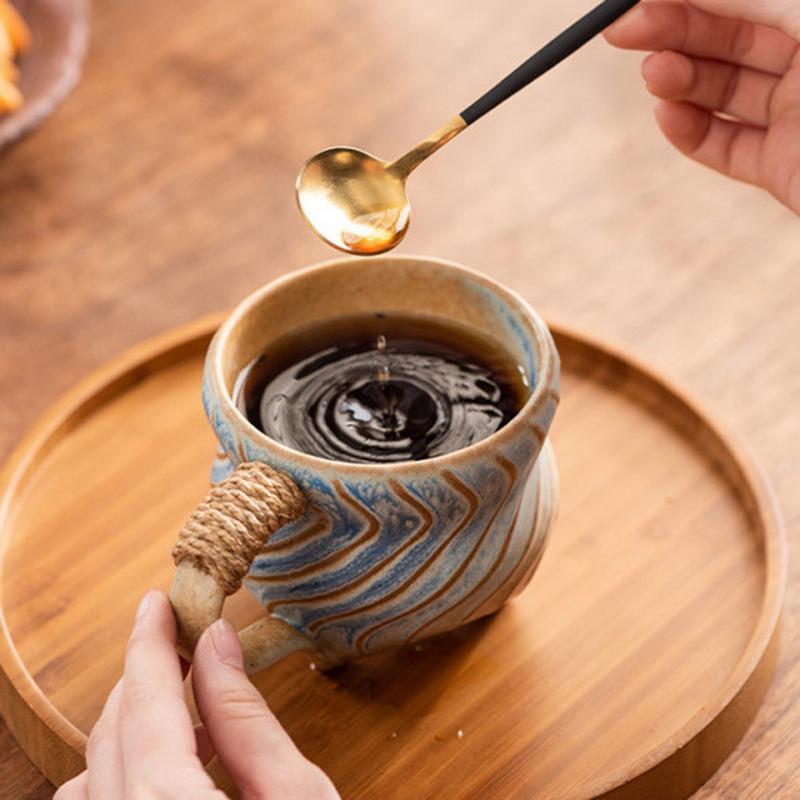 Ceramic Tea Cup 270ml Irregular Coffee Water Cup Large Capacity Retro Coffee Water Cup For Latte Tea Espresso Cappuccino