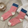 Women's Striped Mid-Tube Socks - Trendy Autumn/Winter Outdoor Retro Japanese Style for Students
