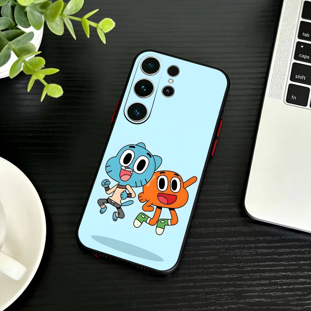 S-Gumball and Darwin Phone Case For Samsung S26,S25,S24,S23,S22,S30,S21,Ultra,Plus,FE 5G Black Soft Cover