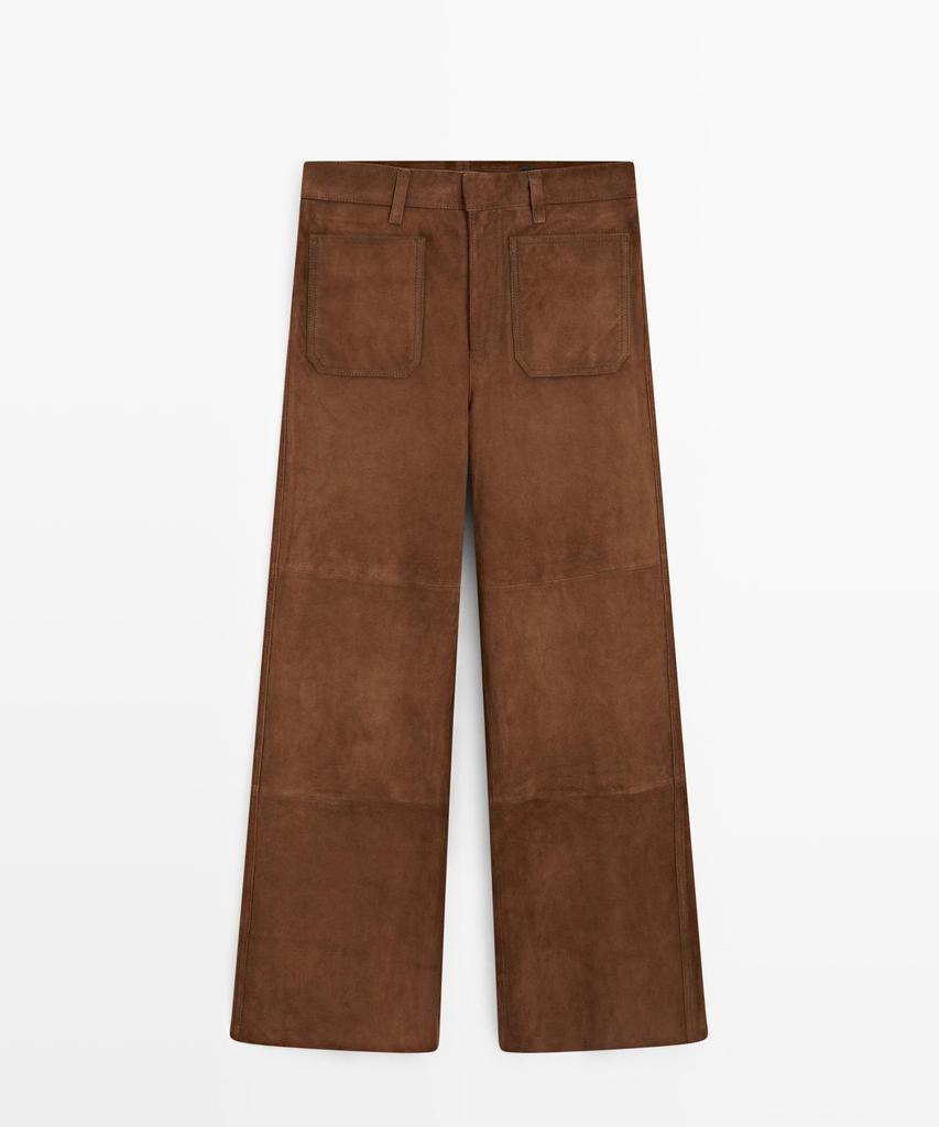 Masimodutti Wide Suede Leather Pocket Pants