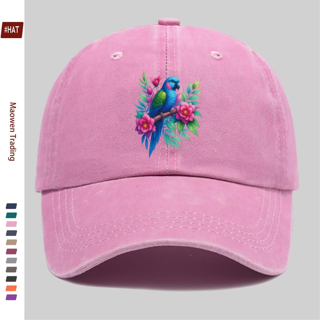 Pc Parrot And Floral Print Pattern Baseball Cap Fashion Decor Sun Hat for Casual Travel Lovers Truck Driver Papa Hat Comfort