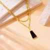 Gold Black Enamel Geometric Jewelry Set Necklace Hoop Earrings Ring