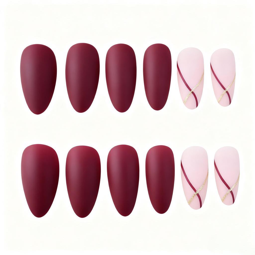 Hot-selling 24-piece nail art wearing nail Europe and America simple small fresh matte line long wear nail