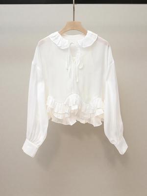 Nanyou Damen Französisch Romantisch zum Binden Patchwork Herbst Kurzhemd
