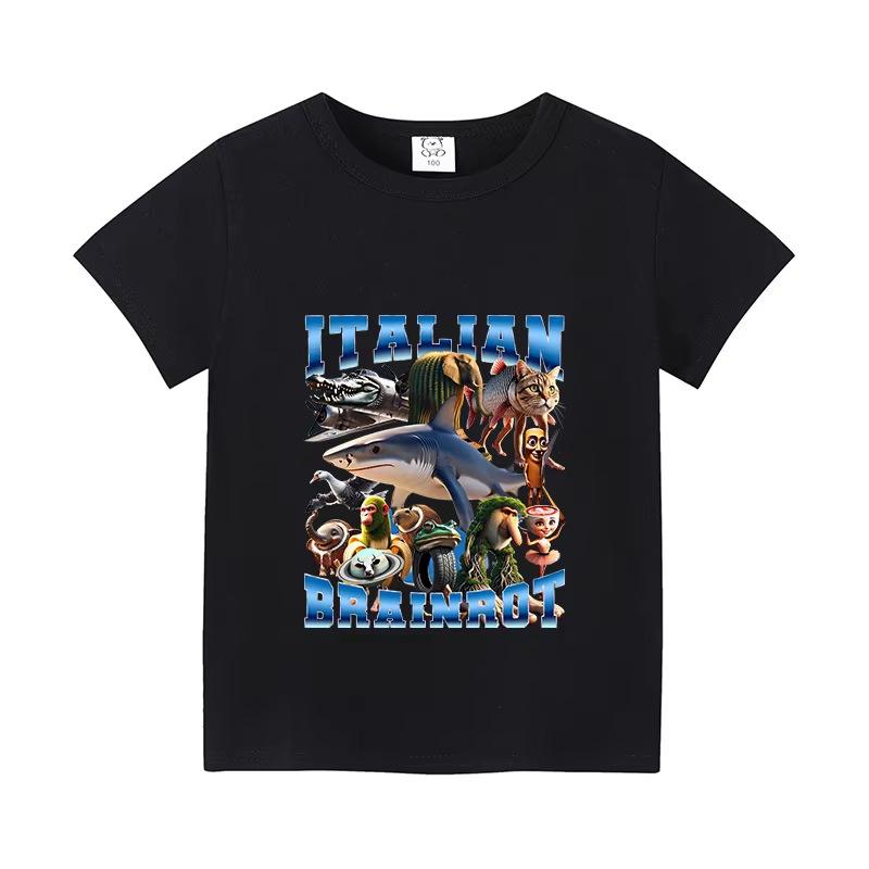 Italy Brain Rot Funny Animal Kids' Cotton T-Shirt - Cappuccino Assassin Short Sleeve