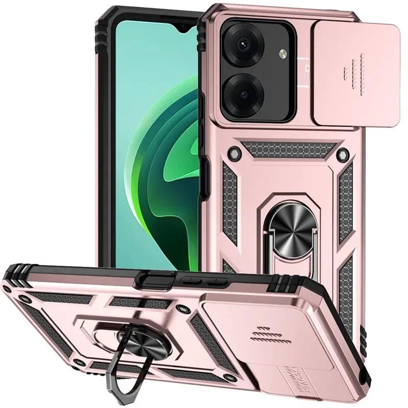 For Xiaomi Redmi 13C Case Slide Lens Protect Shockproof Armor Phone Cases For Xiaomi 13T Redmi NOTE13 PRO 4G5G Ring Holder Cover
