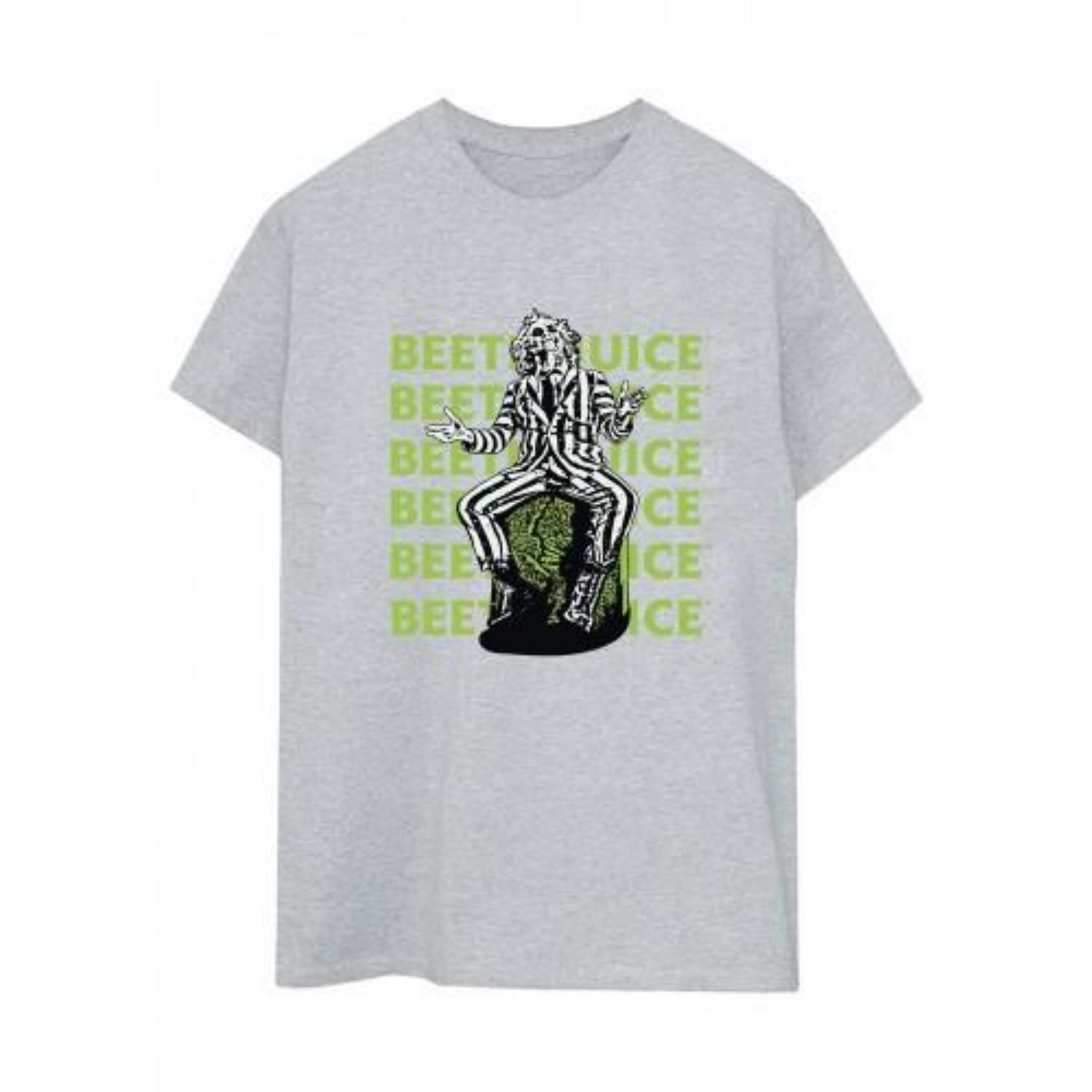 

Beetlejuice Womens_Ladies Pose Cotton Repeat Logo Boyfriend T-Shirt S чёрный