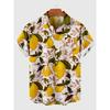 Men's Hawaiian Plant Print Shirts Vacation Vintage Leaf Fashion Summer Button Shirt Beach Casual Lapel