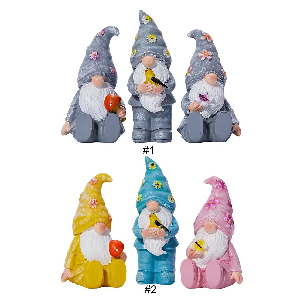 3Pcs Resin Garden Gnome Statue Outdoor Gnome Ornament Garden Gnome Statue Set for Patio Lawn Yard Home Tabletop Decoration