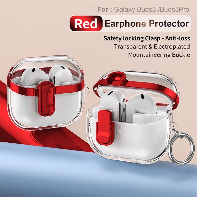 

Прозрачный чехол для Samsung Galaxy Buds 3 Pro/Buds 3, крышка с застежкой-пряжкой, гальваническое покрытие, защита от падений, защитный чехол для Galaxy Buds3 For Galaxy Buds 3Pro