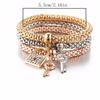 3pcs Alloy 3 Color Set Stretchy Popcorn Bracelet, Crystal 3 Pcs Key Lock Bracelet Jewelry