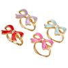 Shimmering Butterfly Knot Ring With Glossy Enamel Finish Allergy Resistant Alloy Jewelry For Daily Wear
