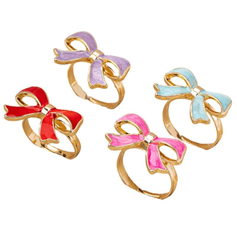 

Shimmering Butterfly Knot Ring With Glossy Enamel Finish Allergy resistant Alloy Jewelry For Daily Wear 1